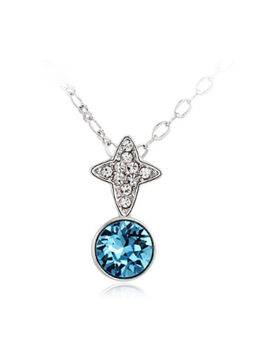 light Blue Fashion Round Austria Crystal Star Necklace