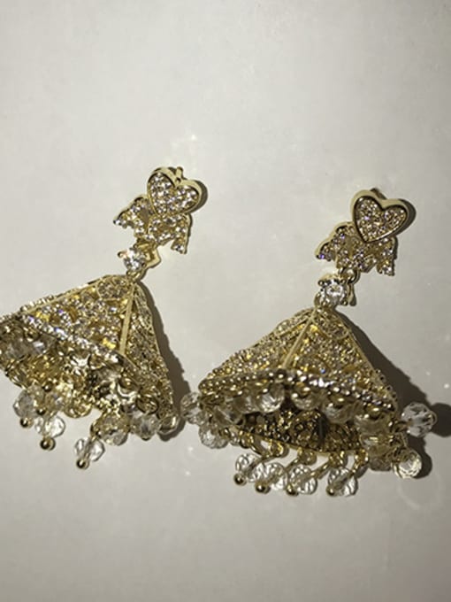 gold green Copper With Gold Plated Luxury Irregular Chandelier Earrings