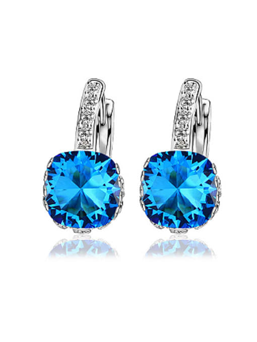 light Blue Fashion Square Zircon Women Earrings