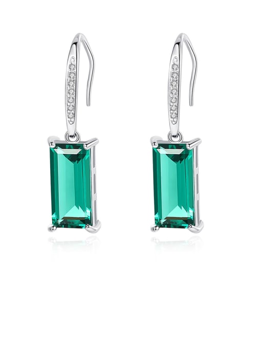 CCUI 925 Sterling Silver With Glass stone  Simplistic Square Hook Earrings 0