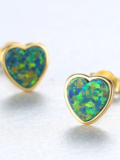 Color Sterling Silver Compact heart shaped opal earring