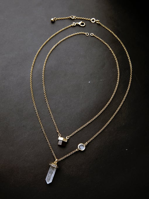 KM Multi-layer Bullet-shaped Stone Alloy Necklace 3