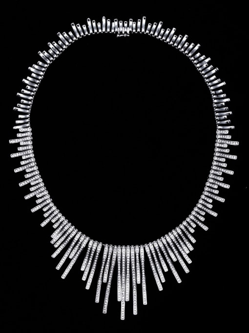 Luxu New Original Zircon Bride's Wedding Necklace Earring Jewellry Suit 1
