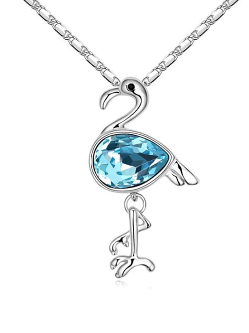 light blue Fashion Water Drop austrian Crystal Red-crowned Crane Alloy Necklace