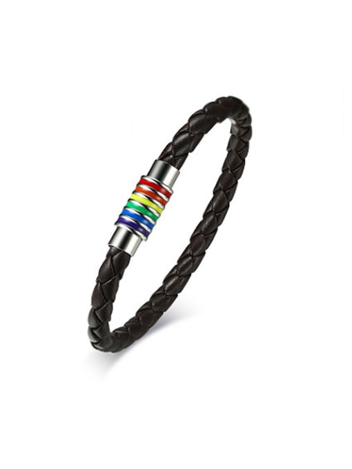 CONG Fashion Colorful Artificial Leather Enamel Titanium Bracelet 0