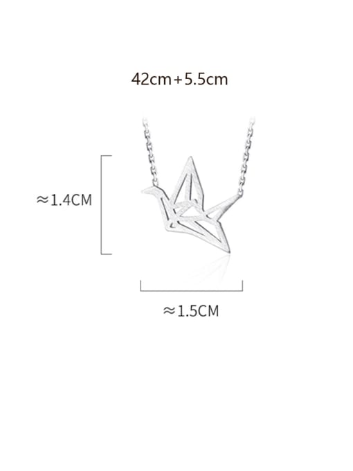 Rosh 925 Sterling Silver With Platinum Plated Simplistic Paper Crane Necklaces 3