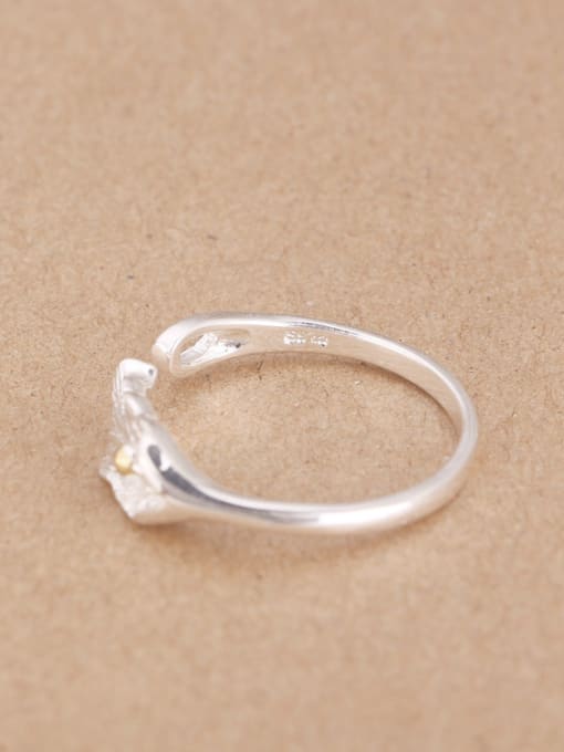 Peng Yuan Simple Leaf 925 Silver Opening Ring 1