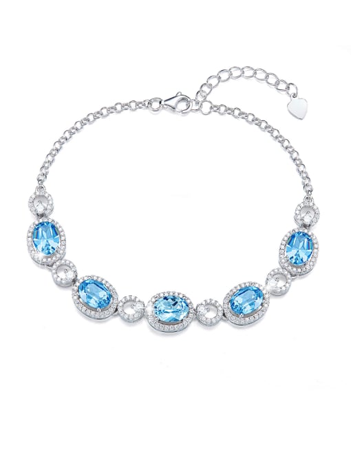 Blue 2018 2018 2018 2018 S925 Silver Crystal Bracelet