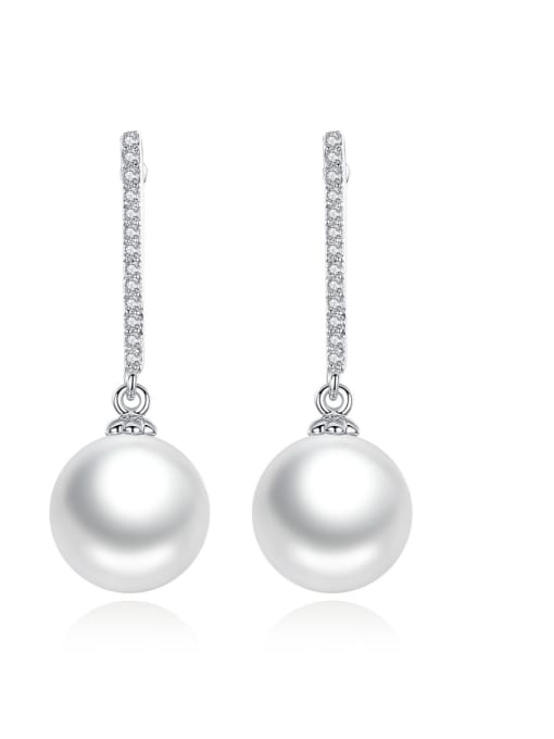 BLING SU Copper With pearl Fashion Ball Drop Earrings
