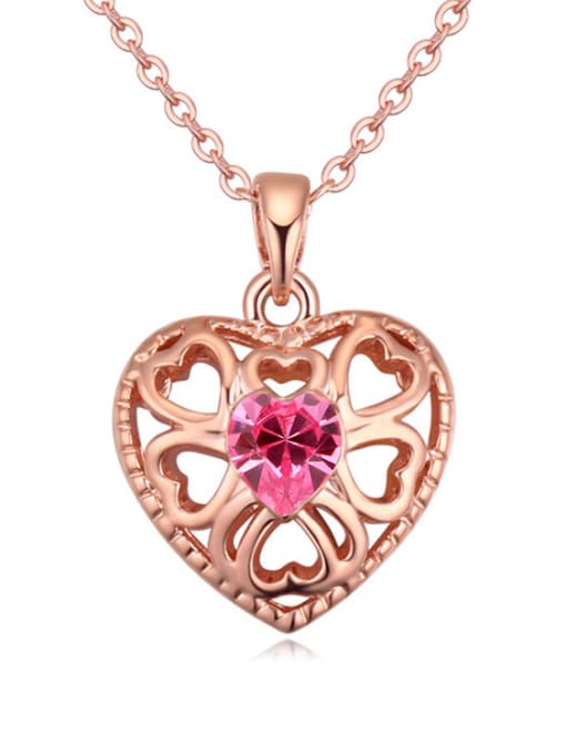 pink Fashion Hollow Heart austrian Crystal Alloy Necklace