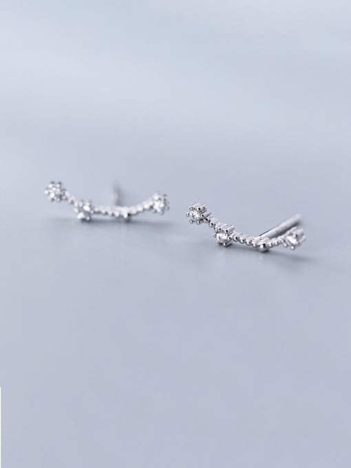 Pisces 925 Sterling Silver With Cubic Zirconia Simplistic Constellation Stud Earrings