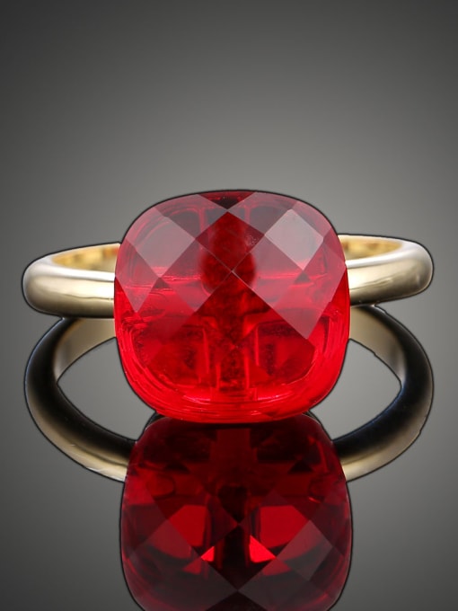Wei Jia Simple Ruby Crystal Gold Plated Copper Ring 1