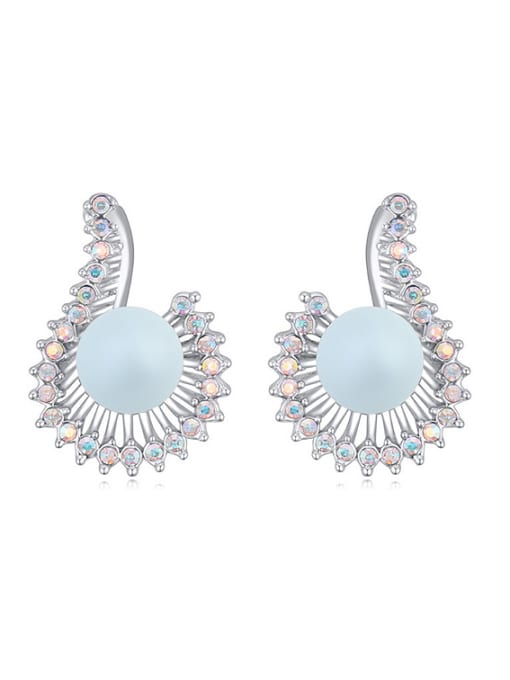 QIANZI Personalized Imitation Pearl Crystals Stud Earrings 3