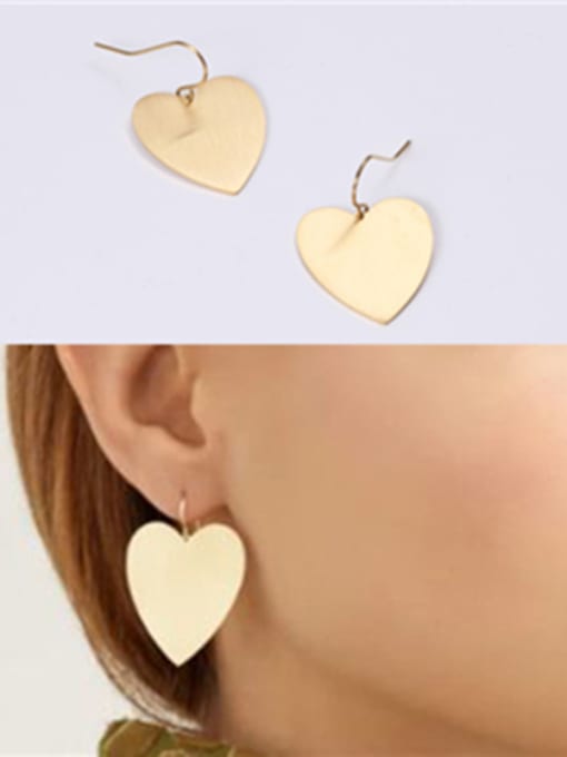 GROSE Titanium With Gold Plated Simplistic Heart Chandelier Earrings 0