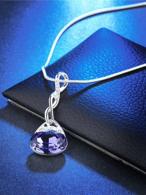 Ronaldo Purple Water Drop Shaped Glass Stone Necklace 2