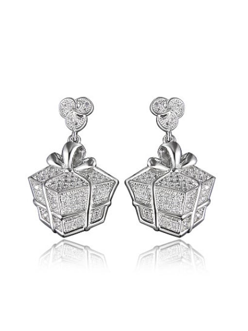 SANTIAGO Creative Platinum Plated Square Zircon Drop Earrings 0