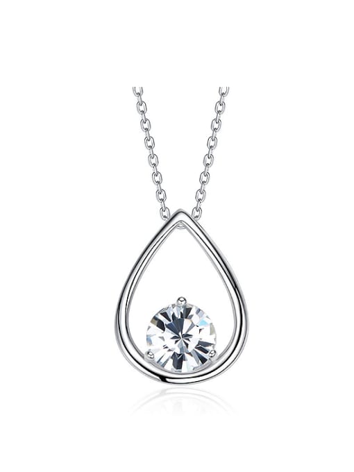 CEIDAI Simple Hollow Water Drop Cubic austrian Crystal 925 Silver Necklace 0
