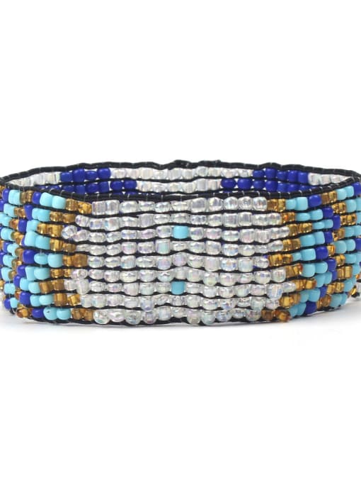 HB642-H Geometric Pattern National Style Exaggerate Woven Bracelet