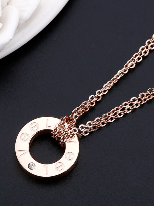 OUXI Fashion Titanium Rose Gold Necklace 1