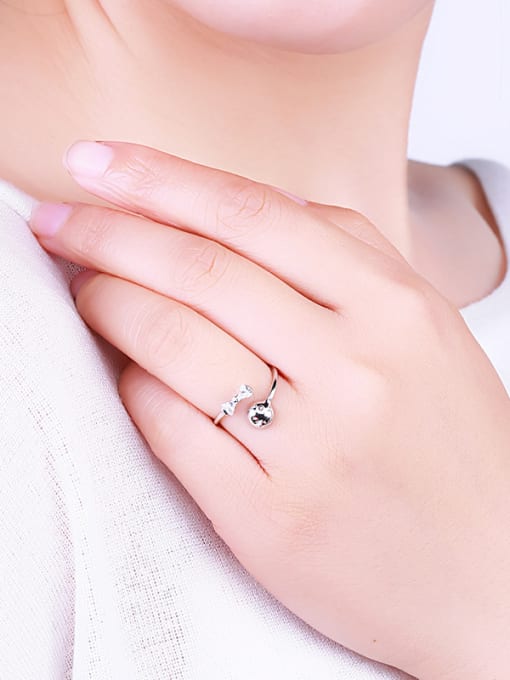 One Silver Charming Bowknot Shaped Stud Ring 1