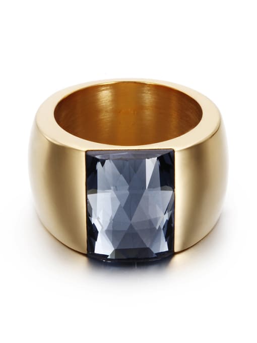 Gray-blue 6 yards Titanium With 18k Gold Plated Fashion Square Party Multistone Rings