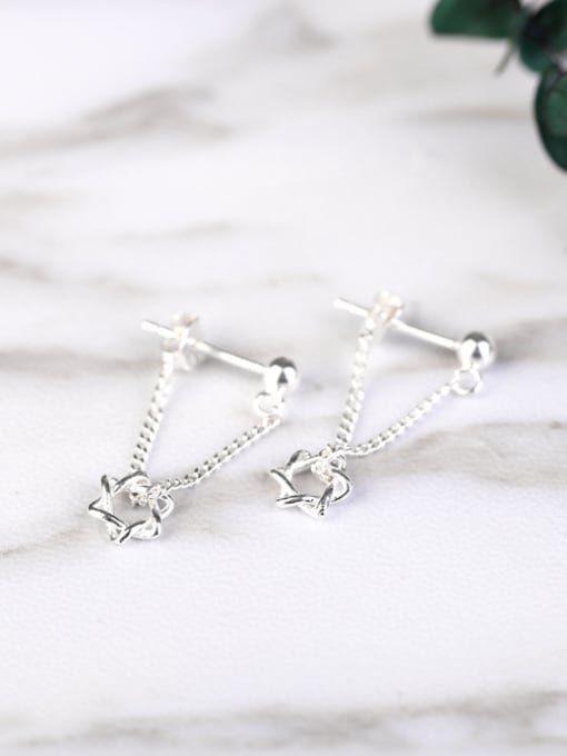 Peng Yuan Simple Six-pointed Star Silver Earrings 0