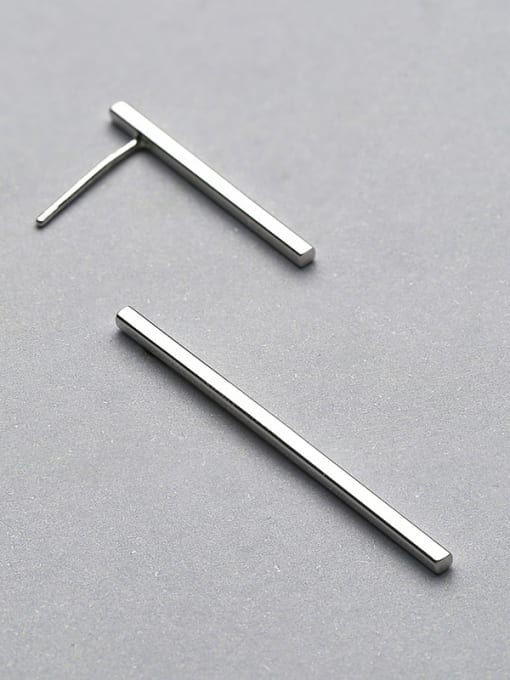 One Silver Women Asymmetric Stick Shaped Earrings 1