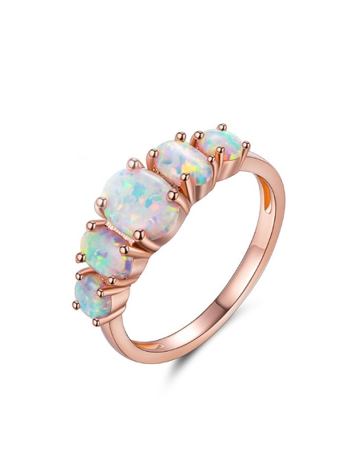 Rose Gold High-grade Opal Stone Multistone ring