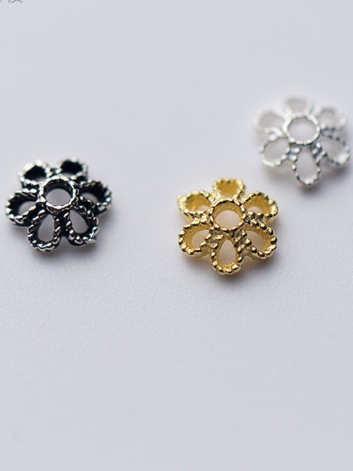 FAN 925 Sterling Silver With 18k Gold Plated Classic Flower Bead Tips 1