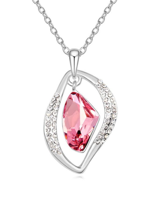 pink Simple Irregular austrian Crystals Pendant Alloy Necklace