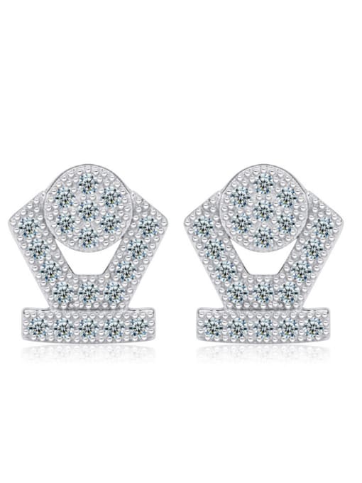 kwan Micro Pave Zircons Geometric Stud Earrings 0