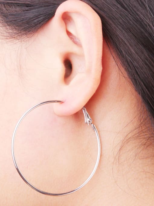 BSL Stainless Steel With Silver Plated Exaggerated Round Earrings 1