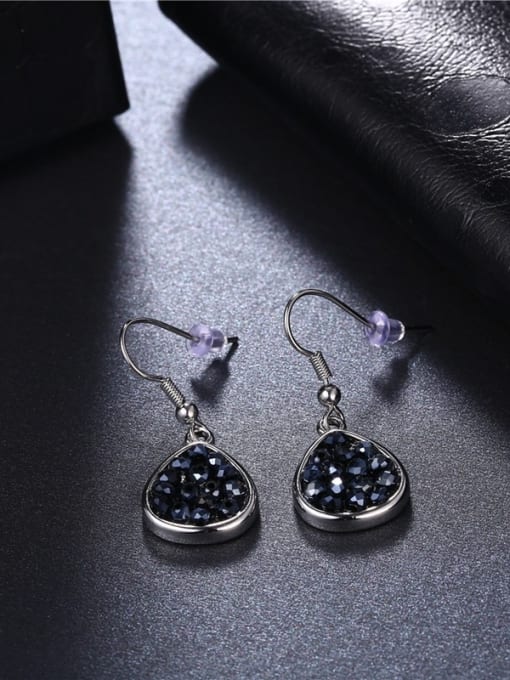 Platinum Trendy Black Water Drop Shaped Rhinestones Earrings