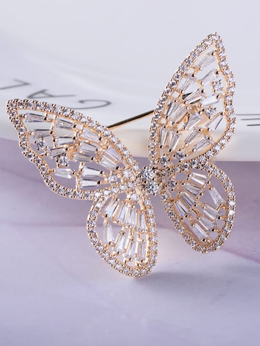 gold Copper With  Cubic Zirconia Delicate Butterfly Brooches