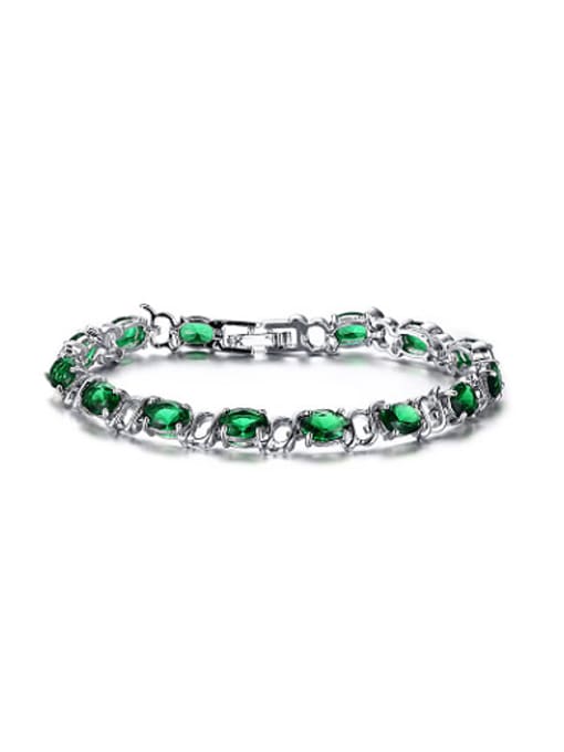 CONG Exquisite Green Oval Shaped AAA Zircon High Polished Bracelet 0