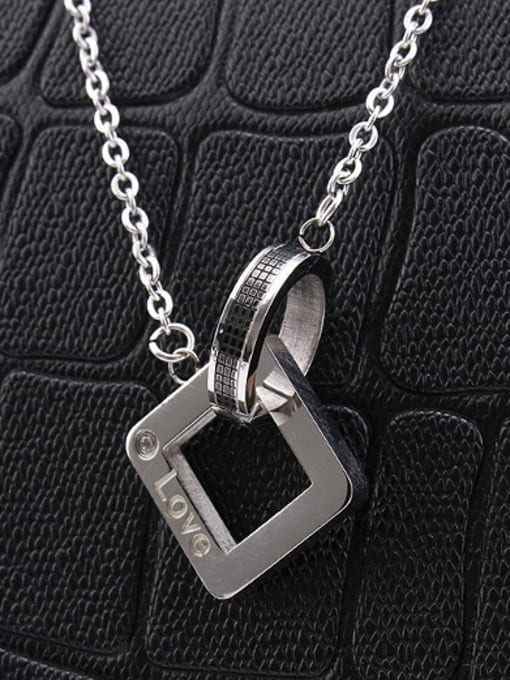 RANSSI Fashion Heart and Square Lovers Necklace 1