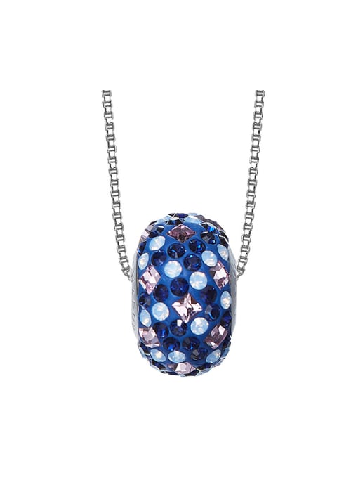 royal Blue Simple Oblate Bead austrian Crystals Necklace