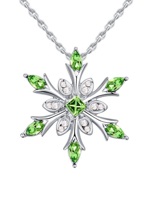 QIANZI Fashion Snowflake Pendant austrian Crystals Alloy Necklace 1