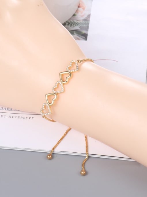 Mo Hai Copper With  Cubic Zirconia Simplistic Heart Adjustable Bracelets 1