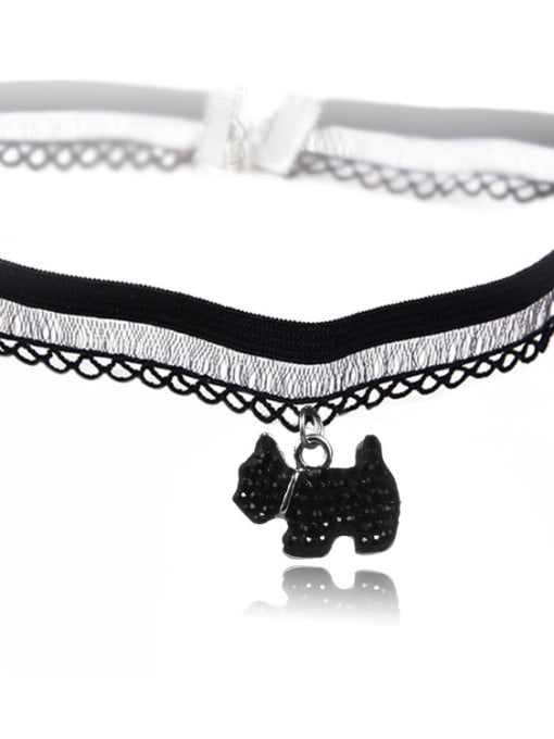 X261 Black Dog Stainless Steel With Fashion Animal/flower/ball Lace choker Necklaces