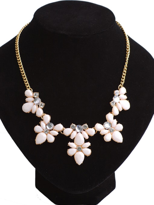 Qunqiu Fashion Colorful Resin Flowery Pendant Gold Plated Necklace 3