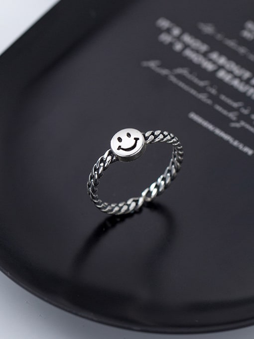 Rosh 925 Sterling Silver With Rhodium Plated Cute smile Face Rings 3