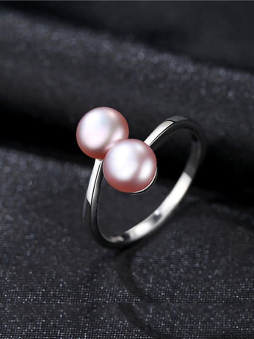 CCUI Sterling Silver 6-7mm natural freshwater pearl free size ring 0