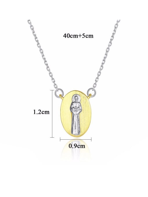 CCUI 925 Sterling Silver With Two-color plating Personality Oval Statue Necklaces 4