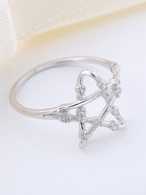 kwan Hollow Star Micro Pave Simple Style Ring 2