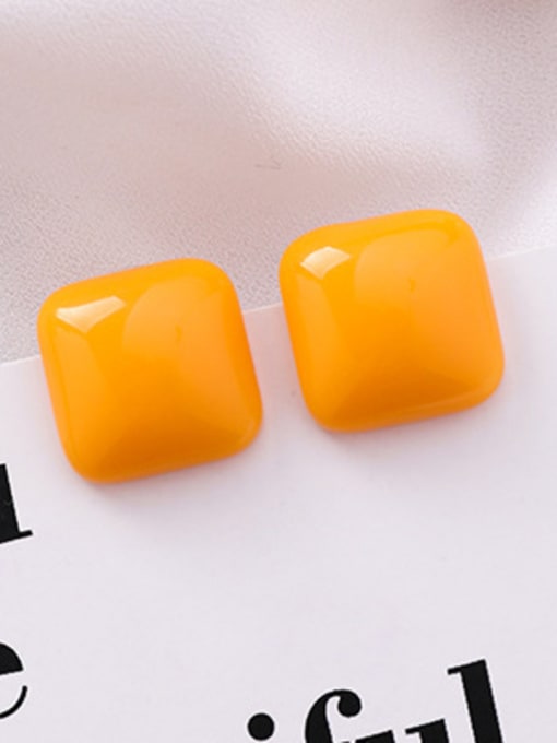 B Orange Alloy With Platinum Plated Simplistic Square Stud Earrings