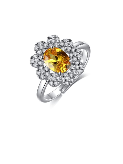 BLING SU Copper With Platinum Plated Delicate Flower  Free Size  Rings