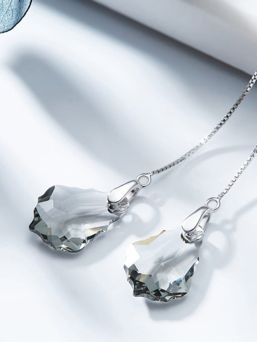 CEIDAI Simple Water Drop shaped austrian Crystal Line Earrings 2