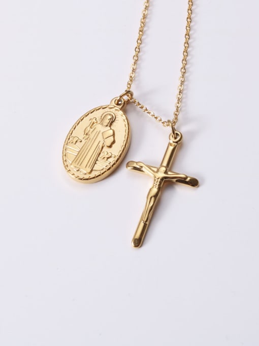 GROSE Alloy With Gold Plated Simplistic Cross Necklaces 2
