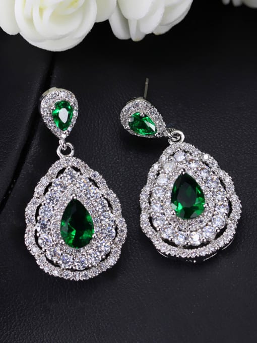 Green Wedding Fashionable Water Drop Cluster earring